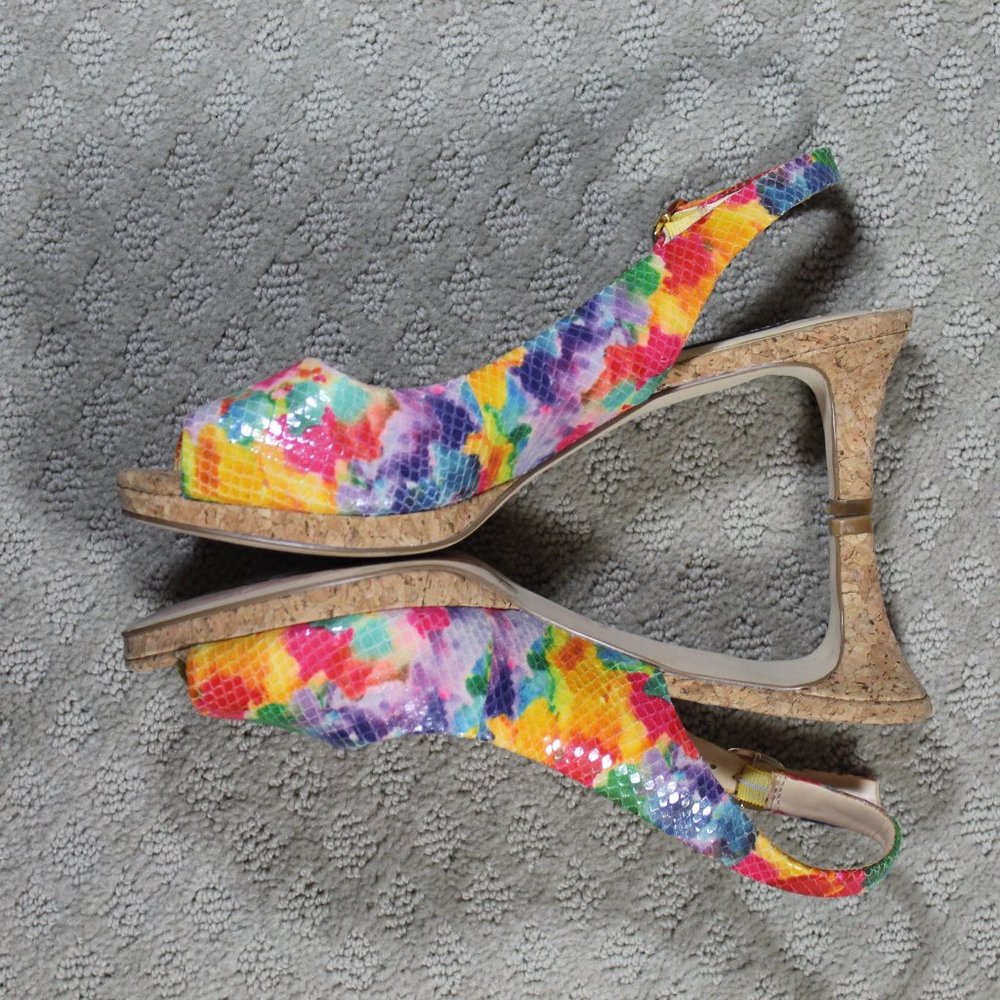 Alex Marie Size 7.5 Tie Dye Snakeskin 2.5" Heels - Picture 3 of 6